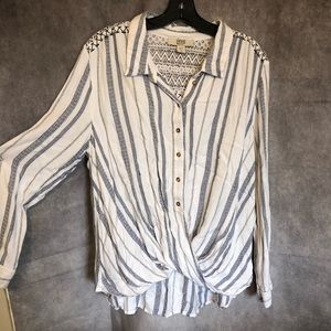 Vintage America blues striped lease knot blouse